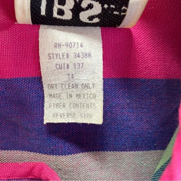 Vintage J.B.S Linen Blend Colorful Midi Dress 14, fits like 10 Pink - Picture 5 of 11